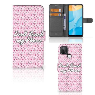 OPPO A15 Portemonnee Hoesje Flowers Pink DTMP OPPO A15 Portemonnee Hoesje Flowers Pink DTMP