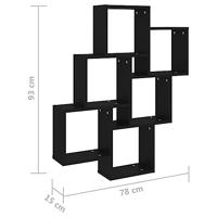 Wandschap kubus 78x15x93 cm spaanplaat zwart - thumbnail