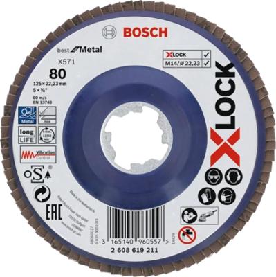 Bosch Accessoires X-LOCK Lamellenschijf Best for Metal recht, kunststof, Ø125mm, G 80, X571 - 1 stuk(s) - 2608619211