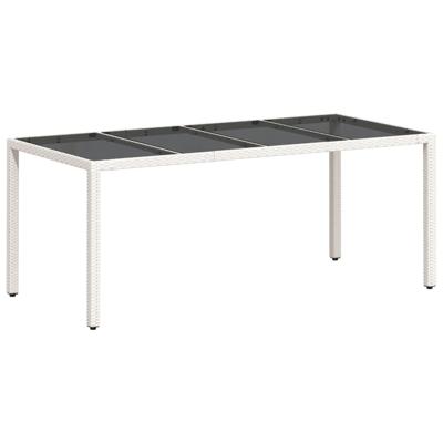 Tuintafel met glazen blad 190x90x75 cm poly rattan wit - thumbnail
