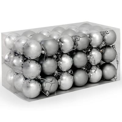 Kerstboomballen kunststof kleur zilver set van 54 stuks
