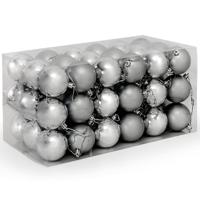 Kerstboomballen kunststof kleur zilver set van 54 stuks - thumbnail