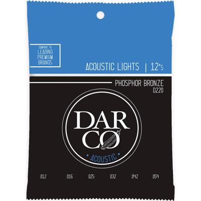 Darco Acoustic D220 Lights 92/8 Phosphor Bronze 12-54 snarenset voor westerngitaar Darco Acoustic D220 Lights 92/8 Phosphor Bronze 12-54 snarenset voor westerngitaar