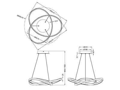 Trio Led hanglampCourse Ø 60cm - R32051131