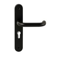 Hardbrass Deurkruk Stockholm op ovaal langschild profielcilindergat 55mm - zwart - thumbnail