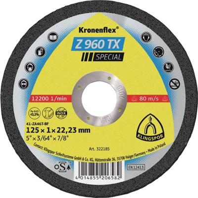 Klingspor Z 960 TX 322185 Doorslijpschijf recht 125 mm 25 stuk(s) Gegoten, RVS, Staal