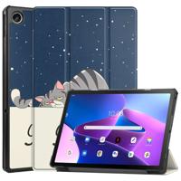 Lunso - Lenovo Tab M10 Plus Gen 3 (3e generatie) - Tri-Fold Bookcase hoes - Lazy Cat - thumbnail