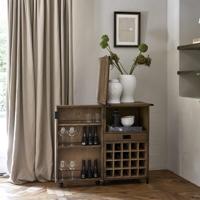 Rivièra Maison Wijnkast 'Portella' Op wielen, Eikenhout - thumbnail