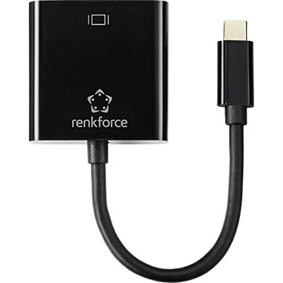 Renkforce RF-4679564 USB-C/VGA Adapter [1x USB-C stekker - 1x VGA-bus] Zwart 10.00 cm