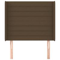 Hoofdbord met randen 203x16x118/128 cm stof donkerbruin - thumbnail
