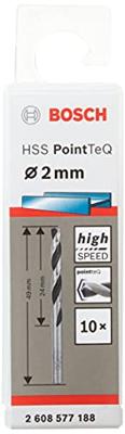 Bosch Accessoires 10X Metaalboor HSS Pointeq 2mm - 2608577188 Bosch Accessoires 10X Metaalboor HSS Pointeq 2mm - 2608577188