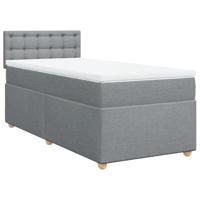 Boxspring met matras stof lichtgrijs 90x190 cm - thumbnail
