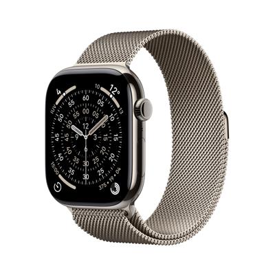 Apple Watch Series 11 GPS + Cellular - 46 mm - Natuurlijke titanium kast - Natuurlijke Milanese Loop-band - M/L Apple Watch Series 11 GPS + Cellular - 46 mm - Natuurlijke titanium kast - Natuurlijke Milanese Loop-band - M/L