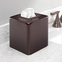 mDesign tissue doos – praktische papierendoekjeshouder voor in de badkamer - moderne vierkante tissuedoosje – metaal – brons - thumbnail