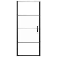 Douchedeur halfmat 91x195 cm gehard glas zwart - thumbnail