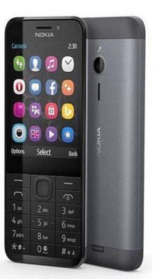 Nokia 230 alle dragers, smartphone (7,11 cm (2,8 inch), 16 MB, 2 megapixel, besturingssysteem Series 30+, Dual Sim) dark silver