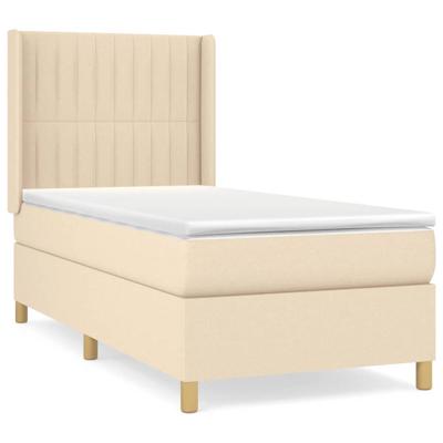 Boxspring met matras stof crèmekleurig 90x200 cm