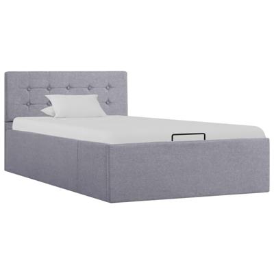 Bedframe met hydraulische opslag stof lichtgrijs 100x200 cm