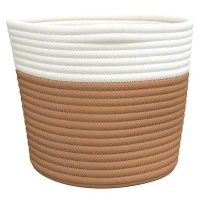 VidaXL Opbergmanden 2 st ø 24x18 cm katoen bruin en wit VidaXL Opbergmanden 2 st ø 24x18 cm katoen bruin en wit