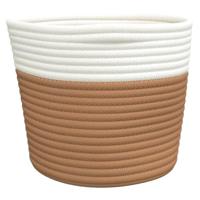 VidaXL Opbergmanden 2 st ø 24x18 cm katoen bruin en wit - thumbnail