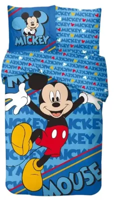 Mickey Mouse Dekbedovertrek blauw Eenpersoons - 140 x 200 cm - Katoen