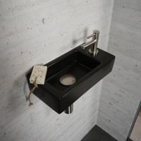 Fonteinset Mat Zwart Wiesbaden Color RVS (kraangat rechts) - thumbnail