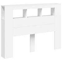 Hoofdeinde met LED 140x18,5x103,5 cm bewerkt hout wit - thumbnail