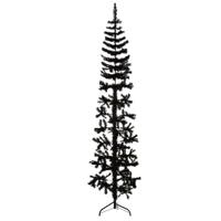 VidaXL Kunstkerstboom half met standaard smal 240 cm zwart - thumbnail