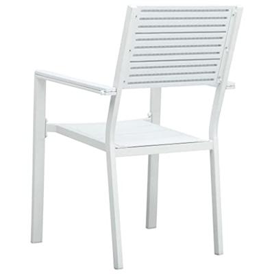 Tuinstoelen 4 st hout-look HDPE wit