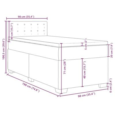 Boxspring met matras stof donkergrijs 90x190 cm