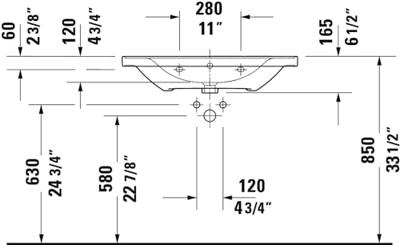 Wastafel Duravit D-Neo Met Rand Overloop Kraanvlak 1 Kraangat 80 cm Hoogglans Wit Duravit - thumbnail