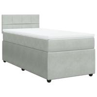 Boxspring met matras fluweel lichtgrijs 140x200 cm - thumbnail