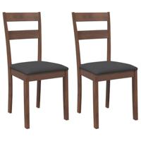 Eetkamerstoelen met kussens 2 st massief hout rubber bruin - thumbnail