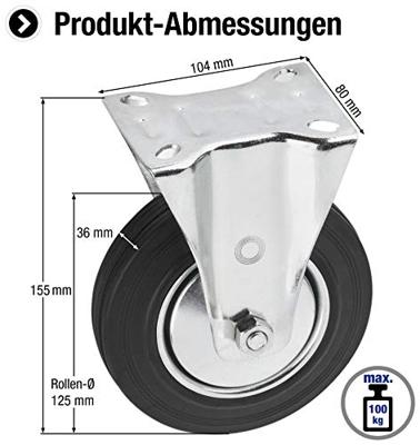Metafranc bokwiel 125mm rubber vz w - wu0800600 Metafranc bokwiel 125mm rubber vz w - wu0800600