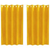 VidaXL Verduisterende gordijnen 2 pcs mosterdgeel 140 x 140 cm fluweel - thumbnail