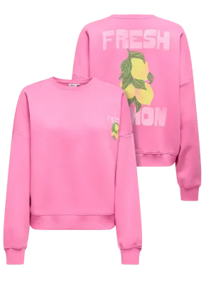 Only Onlliny L/s O-neck Print Cs Swt Sweater 4949763 Wild Orchid Fresh Lemon