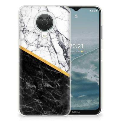 Nokia G20 | G10 | TPU | Siliconen hoesje | Marmer Wit Zwart - Origineel Cadeau Man Nokia G20 | G10 | TPU | Siliconen hoesje | Marmer Wit Zwart - Origineel Cadeau Man
