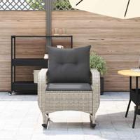 Tuinschommelstoel met kussens poly rattan lichtgrijs - thumbnail