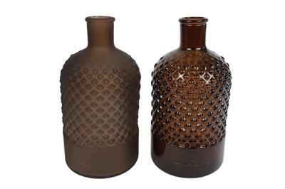 Vaas "Diamond fles mat/helder bruin a2 glas per stuk.