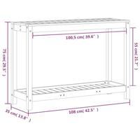 VidaXL Oppottafel met schap 108x35x75 cm massief grenenhout wasbruin - thumbnail