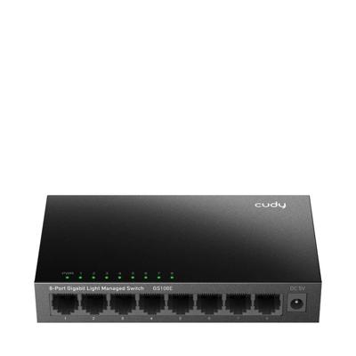 Cudy 8-poorts Gigabit-schakelaar, eenvoudig slim beheerd, plug & play desktop/wandmontage, stevig metaal, ondersteuning QoS, Vlan, IGMP en DHCP, GS108E