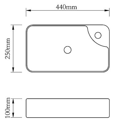 Wasbak met kraangat, keramiek, wit Wasbak met kraangat, keramiek, wit