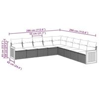 9-delige Loungeset met kussens poly rattan zwart - thumbnail