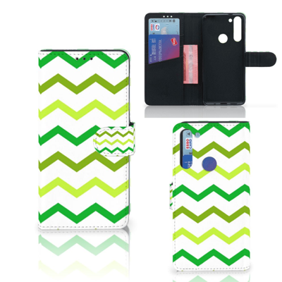 Motorola Moto G8 Telefoon Hoesje Zigzag Groen Motorola Moto G8 Telefoon Hoesje Zigzag Groen