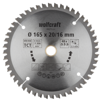 Wolfcraft Handcirkelzaagblad | HM | 48 Zähne | Ø165 x 20/16mm | 1 stuk - 6621000 - thumbnail