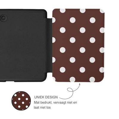 Lunso Kobo Clara BW / Clara Colour hoesje (6 inch) - Vegan Saffiano Leren Sleep Cover - Vintage Dots
