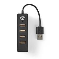 Nedis USB-Hub | USB-A Male | 4x USB A Female | 4-Poorts | 1 stuks - UHUBU2420BK - UHUBU2420BK - thumbnail