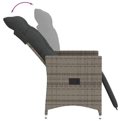 3-delige Bistroset met kussens poly rattan grijs - thumbnail