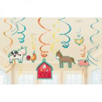 Amscan Spiraal hanger barnyard 61 cm set van 12 | 20 stuks - thumbnail