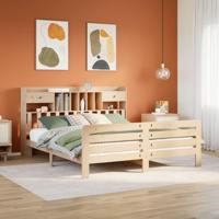 Bed met boekenkast zonder matras massief grenenhout 180x200 cm - thumbnail